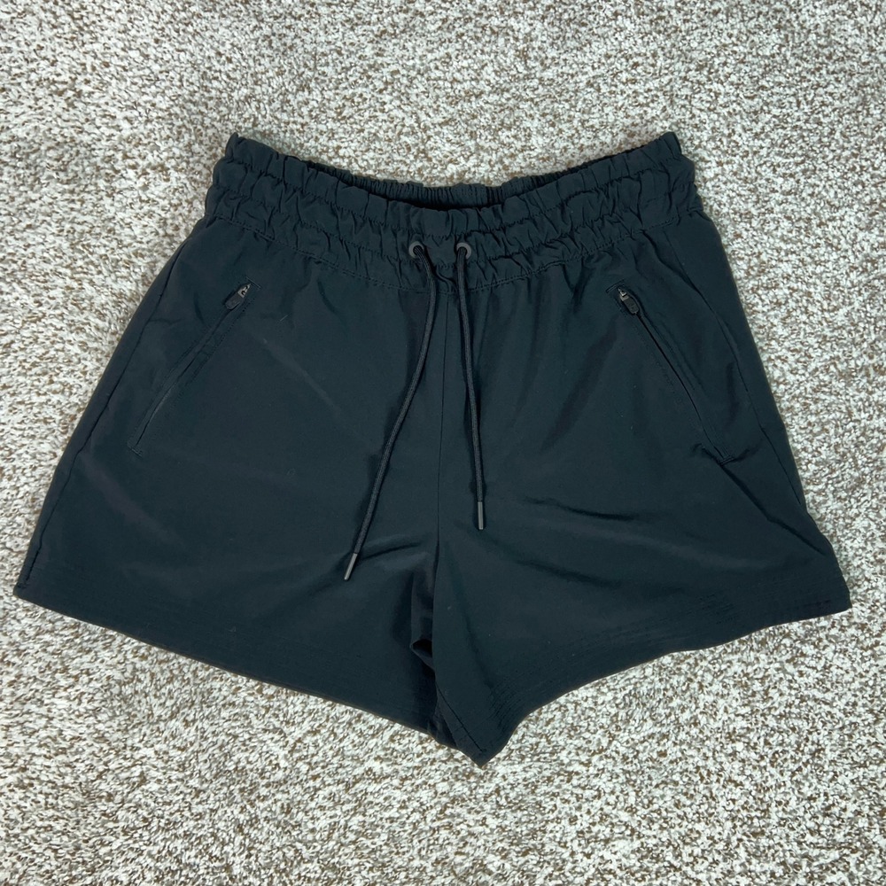Athleta Shorts Women Medium Black Active Newport Board Short Drawstring Beach